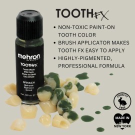 Mehron Makeup Tooth FX Spinach | Temporary Green Tooth Paint | Perfect for Creating Green Teeth FX & Rotten Teeth Makeup for Halloween, Cosplay, & Theatre .125 oz (4 ml) Mehron Makeup Tooth FX Spinach | Temporary Green Tooth Paint | Perfect for Creating Green Teeth FX & Rotten Teeth Makeup for Halloween, Cosplay, & Theatre .125 oz (4 ml)