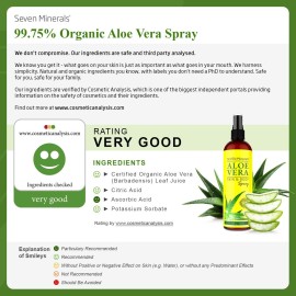 Seven Minerals Travel Size Organic Aloe Vera Spray with 100% Pure Aloe From Freshly Cut Aloe Plant, Not Powder - No Xanthan,So It Absorbs Rapidly With No Sticky Residue (2 fl oz) Seven Minerals Travel Size Organic Aloe Vera Spray with 100% Pure Aloe From Freshly Cut Aloe Plant, Not Powder - No Xanthan,So It Absorbs Rapidly With No Sticky Residue (2 fl oz)
