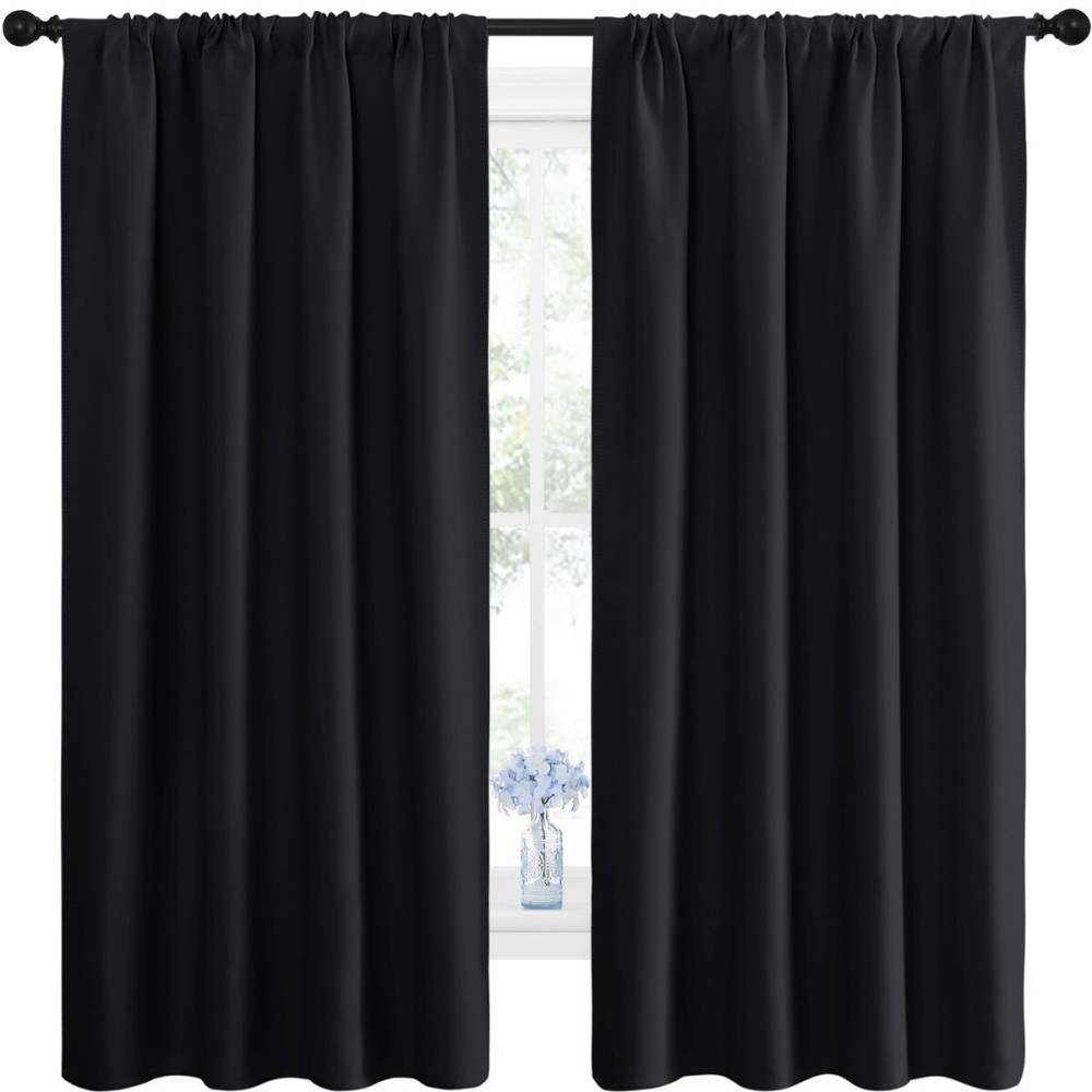 NICETOWN Halloween Black Blackout Curtain Blinds - Solid Thermal Insulated Window Treatment Blackout Drapes/Draperies for Bedroom (2 Panels, 42 inches Wide by 63 inches Long, Black) NICETOWN Halloween Black Blackout Curtain Blinds - Solid Thermal Insulated Window Treatment Blackout Drapes/Draperies for Bedroom (2 Panels, 42 inches Wide by 63 inches Long, Black)