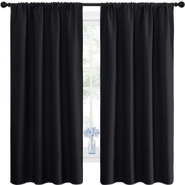NICETOWN Halloween Black Blackout Curtain Blinds - Solid Thermal Insulated Window Treatment Blackout Drapes/Draperies for Bedroom (2 Panels, 42 inches Wide by 63 inches Long, Black)