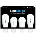 LiquiSnugs Premium - 100% Guaranteed Leak Proof Silicone Travel Bottles For Toiletries - TSA Approved Container. Premium Range Travel Shampoo Bottles with Suction Cups and Adjustable Labels