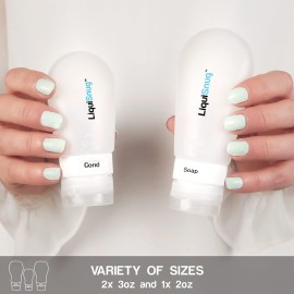 LiquiSnugs Premium - 100% Guaranteed Leak Proof Silicone Travel Bottles For Toiletries - TSA Approved Container. Premium Range Travel Shampoo Bottles with Suction Cups and Adjustable Labels LiquiSnugs Premium - 100% Guaranteed Leak Proof Silicone Travel Bottles For Toiletries - TSA Approved Container. Premium Range Travel Shampoo Bottles with Suction Cups and Adjustable Labels