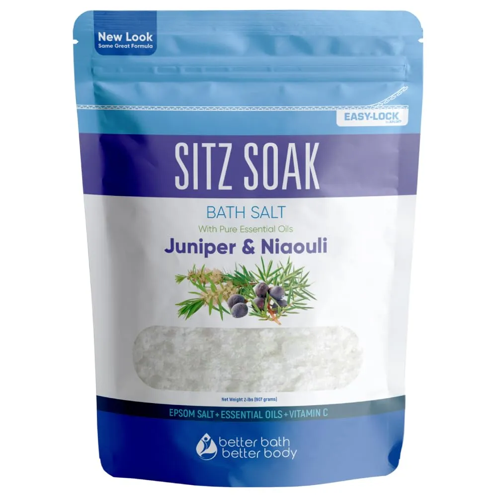 Sitz Bath Soak 2-Lbs Sitz Salt Epsom Salt Hemorrhoid Soothing with Pure Essential Oils in BPA Free Pouch with Press-Lock Seal Made in USA Sitz Bath Soak 2-Lbs Sitz Salt Epsom Salt Hemorrhoid Soothing with Pure Essential Oils in BPA Free Pouch with Press-Lock Seal Made in USA
