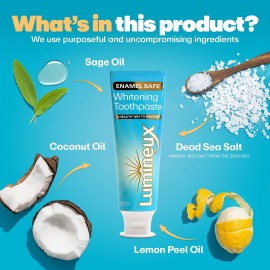 Lumineux Teeth Whitening Toothpaste - Peroxide Free, Enamel Safe for Sensitive Whiter Teeth - Fluoride Free, No Alcohol, Artificial Colors, SLS Free Dentist Formulated - 3.75 Oz Lumineux Teeth Whitening Toothpaste - Peroxide Free, Enamel Safe for Sensitive Whiter Teeth - Fluoride Free, No Alcohol, Artificial Colors, SLS Free Dentist Formulated - 3.75 Oz