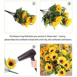 AmyHomie Artificial Sunflower Bouquets,2 Bunches Fake Wildflowers for Baby Shower Home Wedding Spring Decor, Bride Holding Flowers,DIY Garden Craft Art Decor AmyHomie Artificial Sunflower Bouquets,2 Bunches Fake Wildflowers for Baby Shower Home Wedding Spring Decor, Bride Holding Flowers,DIY Garden Craft Art Decor