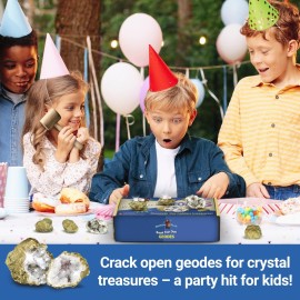 DANCING BEAR 25 Break Your Own Geodes, (Medium 1-1.5) 90% Hollow, Crack Open & Discover Amazing Surprise Crystals Inside! Educational Info and Instructions Included, Fun Party Favors & Prizes DANCING BEAR 25 Break Your Own Geodes, (Medium 1-1.5) 90% Hollow, Crack Open & Discover Amazing Surprise Crystals Inside! Educational Info and Instructions Included, Fun Party Favors & Prizes