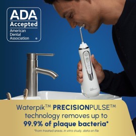 Waterpik Cordless Advanced 2.0 Water Flosser For Teeth, Gums, Braces, Dental Care With Travel Bag and 4 Tips, ADA Accepted, Rechargeable, Portable, and Waterproof, White WP-580, Packaging May Vary Waterpik Cordless Advanced 2.0 Water Flosser For Teeth, Gums, Braces, Dental Care With Travel Bag and 4 Tips, ADA Accepted, Rechargeable, Portable, and Waterproof, White WP-580, Packaging May Vary