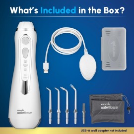 Waterpik Cordless Advanced 2.0 Water Flosser For Teeth, Gums, Braces, Dental Care With Travel Bag and 4 Tips, ADA Accepted, Rechargeable, Portable, and Waterproof, White WP-580, Packaging May Vary Waterpik Cordless Advanced 2.0 Water Flosser For Teeth, Gums, Braces, Dental Care With Travel Bag and 4 Tips, ADA Accepted, Rechargeable, Portable, and Waterproof, White WP-580, Packaging May Vary