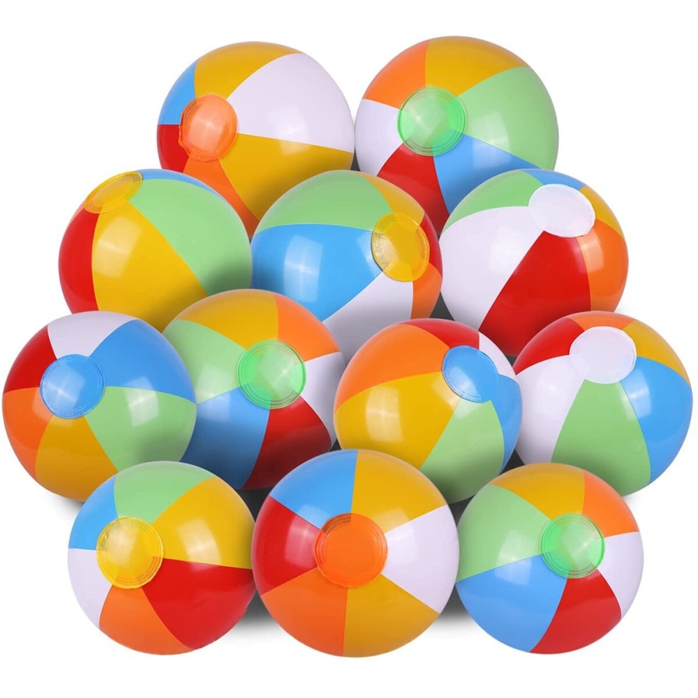 SYZ 12 Beach Balls Bulk - Inflatable Swimming Pool Toys for Kids Birthday Party Supplies Favors Luau Decorations - Blow Up Classic Rainbow Color Beachball Summer Water Games Fun Gifts (12 Pack) SYZ 12 Beach Balls Bulk - Inflatable Swimming Pool Toys for Kids Birthday Party Supplies Favors Luau Decorations - Blow Up Classic Rainbow Color Beachball Summer Water Games Fun Gifts (12 Pack)