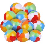 SYZ 12 Beach Balls Bulk - Inflatable Swimming Pool Toys for Kids Birthday Party Supplies Favors Luau Decorations - Blow Up Classic Rainbow Color Beachball Summer Water Games Fun Gifts (12 Pack)
