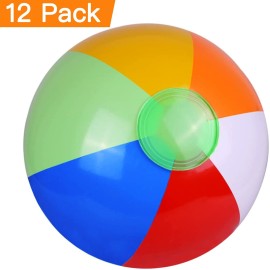 SYZ 12 Beach Balls Bulk - Inflatable Swimming Pool Toys for Kids Birthday Party Supplies Favors Luau Decorations - Blow Up Classic Rainbow Color Beachball Summer Water Games Fun Gifts (12 Pack) SYZ 12 Beach Balls Bulk - Inflatable Swimming Pool Toys for Kids Birthday Party Supplies Favors Luau Decorations - Blow Up Classic Rainbow Color Beachball Summer Water Games Fun Gifts (12 Pack)