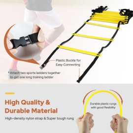 GHB Pro Agility Ladder Agility Training Ladder Speed 12 Rung 20ft with Carrying Bag GHB Pro Agility Ladder Agility Training Ladder Speed 12 Rung 20ft with Carrying Bag