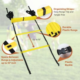 GHB Pro Agility Ladder Agility Training Ladder Speed 12 Rung 20ft with Carrying Bag GHB Pro Agility Ladder Agility Training Ladder Speed 12 Rung 20ft with Carrying Bag