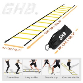 GHB Pro Agility Ladder Agility Training Ladder Speed 12 Rung 20ft with Carrying Bag GHB Pro Agility Ladder Agility Training Ladder Speed 12 Rung 20ft with Carrying Bag