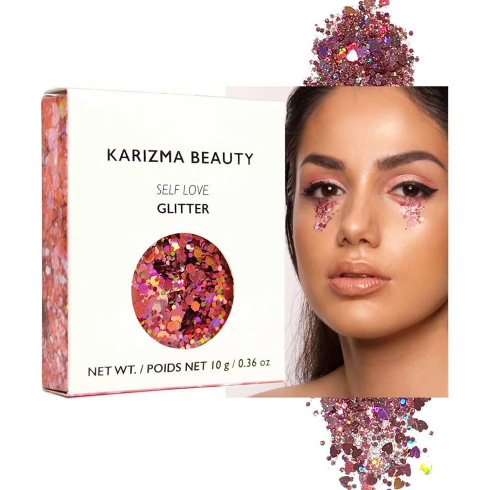 KARIZMA Self Love Heart Glitter. 10g Chunky Face, Hair, Eye, Body for Women. Rave, Festival Accessories, Cosmetic Makeup. Loose Set KARIZMA Self Love Heart Glitter. 10g Chunky Face, Hair, Eye, Body for Women. Rave, Festival Accessories, Cosmetic Makeup. Loose Set