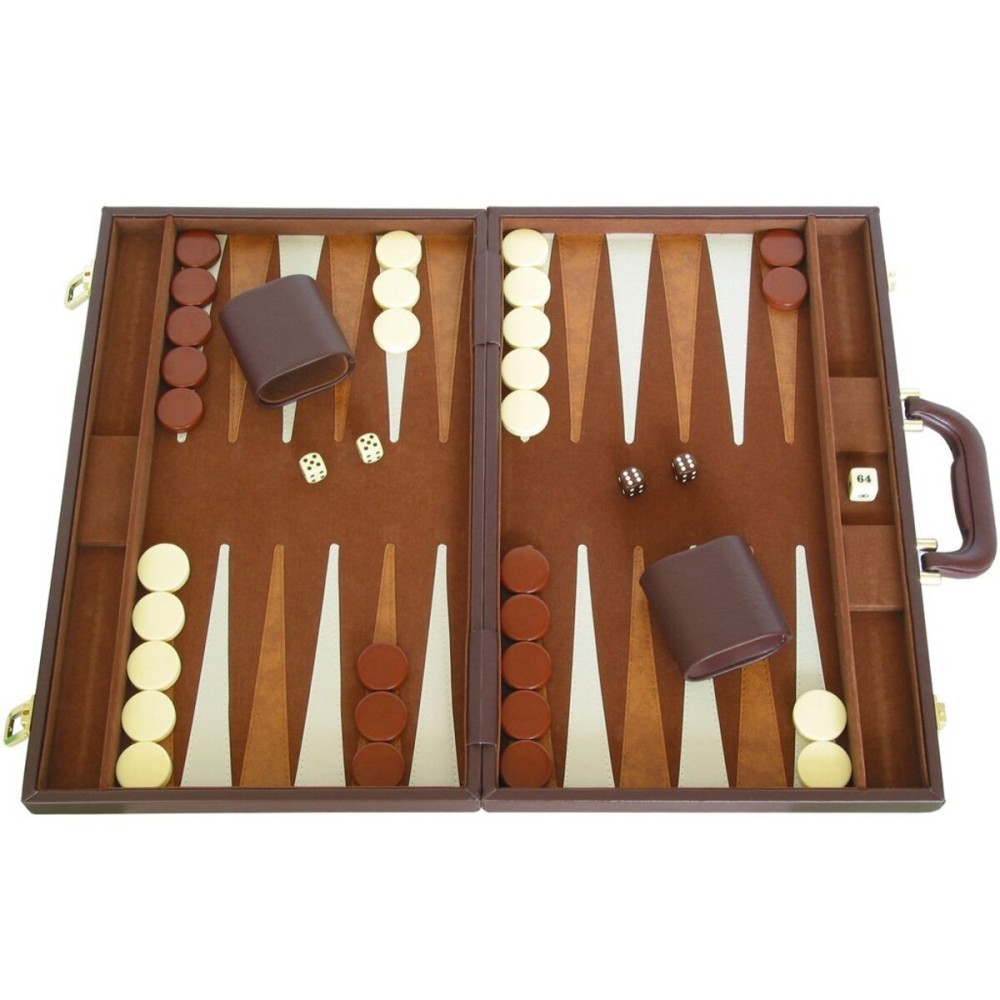 15 Deluxe Backgammon Set - Travel Case - Brown Board - Classic Board Games 15 Deluxe Backgammon Set - Travel Case - Brown Board - Classic Board Games