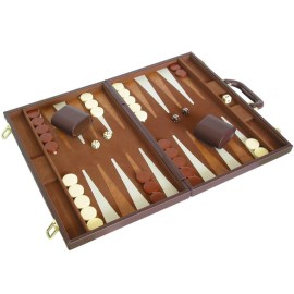 15 Deluxe Backgammon Set - Travel Case - Brown Board - Classic Board Games 15 Deluxe Backgammon Set - Travel Case - Brown Board - Classic Board Games