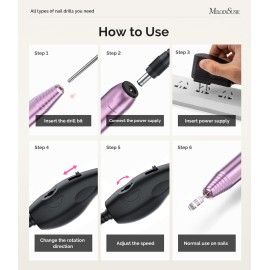 MelodySusie Portable Electric Nail Drill,PC120B Compact Efile Electrical Professional Nail File Kit for Acrylic, Gel Nails, Manicure Pedicure Polishing Shape Tools Design for Home Salon Use, Purple MelodySusie Portable Electric Nail Drill,PC120B Compact Efile Electrical Professional Nail File Kit for Acrylic, Gel Nails, Manicure Pedicure Polishing Shape Tools Design for Home Salon Use, Purple