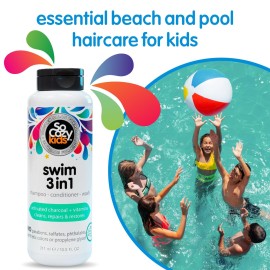 SoCozy Kids Swim 3-in-1 Shampoo, Conditioner & Body Wash - 3-in-1 Combo Pool Shampoo & Conditioner for Swimmers - Salt & Chlorine Removing Activated Charcoal