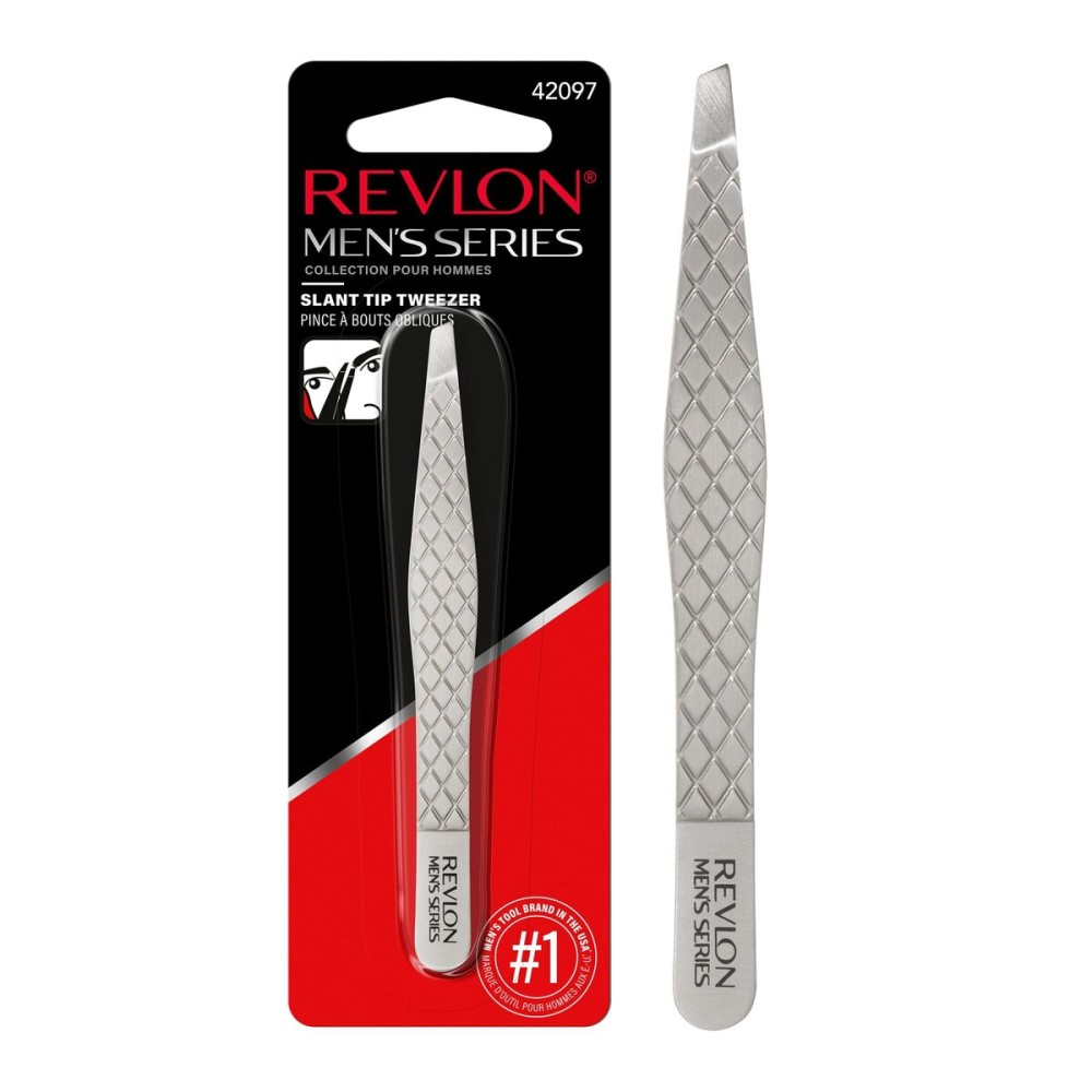 Revlon Slanted Tip Tweezers for Men, Ultra-Sharp for Precision Eyebrow Shaping and Facial Hair Removal, Larger Non-Slip Grip, Stainless Steel, 1 count Revlon Slanted Tip Tweezers for Men, Ultra-Sharp for Precision Eyebrow Shaping and Facial Hair Removal, Larger Non-Slip Grip, Stainless Steel, 1 count