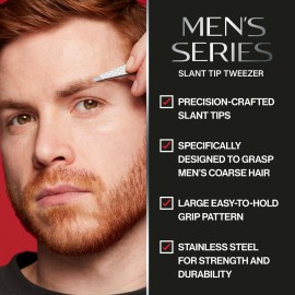 Revlon Slanted Tip Tweezers for Men, Ultra-Sharp for Precision Eyebrow Shaping and Facial Hair Removal, Larger Non-Slip Grip, Stainless Steel, 1 count Revlon Slanted Tip Tweezers for Men, Ultra-Sharp for Precision Eyebrow Shaping and Facial Hair Removal, Larger Non-Slip Grip, Stainless Steel, 1 count