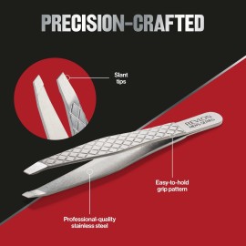 Revlon Slanted Tip Tweezers for Men, Ultra-Sharp for Precision Eyebrow Shaping and Facial Hair Removal, Larger Non-Slip Grip, Stainless Steel, 1 count Revlon Slanted Tip Tweezers for Men, Ultra-Sharp for Precision Eyebrow Shaping and Facial Hair Removal, Larger Non-Slip Grip, Stainless Steel, 1 count