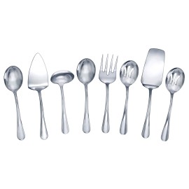 Gourmet Basics by Mikasa 5181046 Kaylee 8-Piece Stainless Steel Serving Set