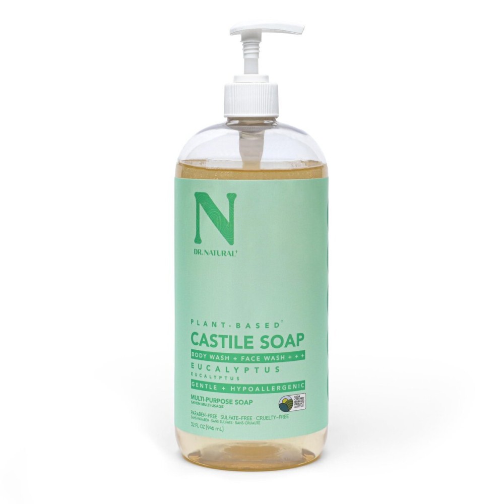 Dr. Natural Castile Liquid Soap - Multi-Use Body Wash, Shampoo and Face Wash - Hydrating Body Soap for Skin, Hair, Pets and Home - Eucalyptus - 32 oz Dr. Natural Castile Liquid Soap - Multi-Use Body Wash, Shampoo and Face Wash - Hydrating Body Soap for Skin, Hair, Pets and Home - Eucalyptus - 32 oz