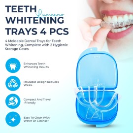 Moldable Teeth Trays for Whitening - 4 Pcs Trays with 2 Pcs Cases - Compatible with Opalescence Teeth Whitening Gel Moldable Teeth Trays for Whitening - 4 Pcs Trays with 2 Pcs Cases - Compatible with Opalescence Teeth Whitening Gel