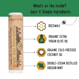 Portland Bee Balm All Natural Handmade Beeswax Based Lip Balm, Oregon Mint 3 Count Portland Bee Balm All Natural Handmade Beeswax Based Lip Balm, Oregon Mint 3 Count