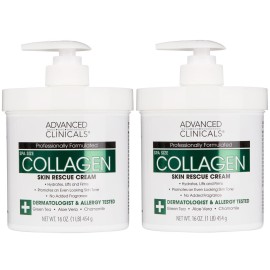 Advanced Clinicals Collagen Cream Body Lotion & Face Moisturizer W/Vitamin E | Skincare Moisturizing Collagen Lotion For Women, Men, Hand, & Neck Improves Look Of Crepey Skin & Uneven Dry Skin, 2pc