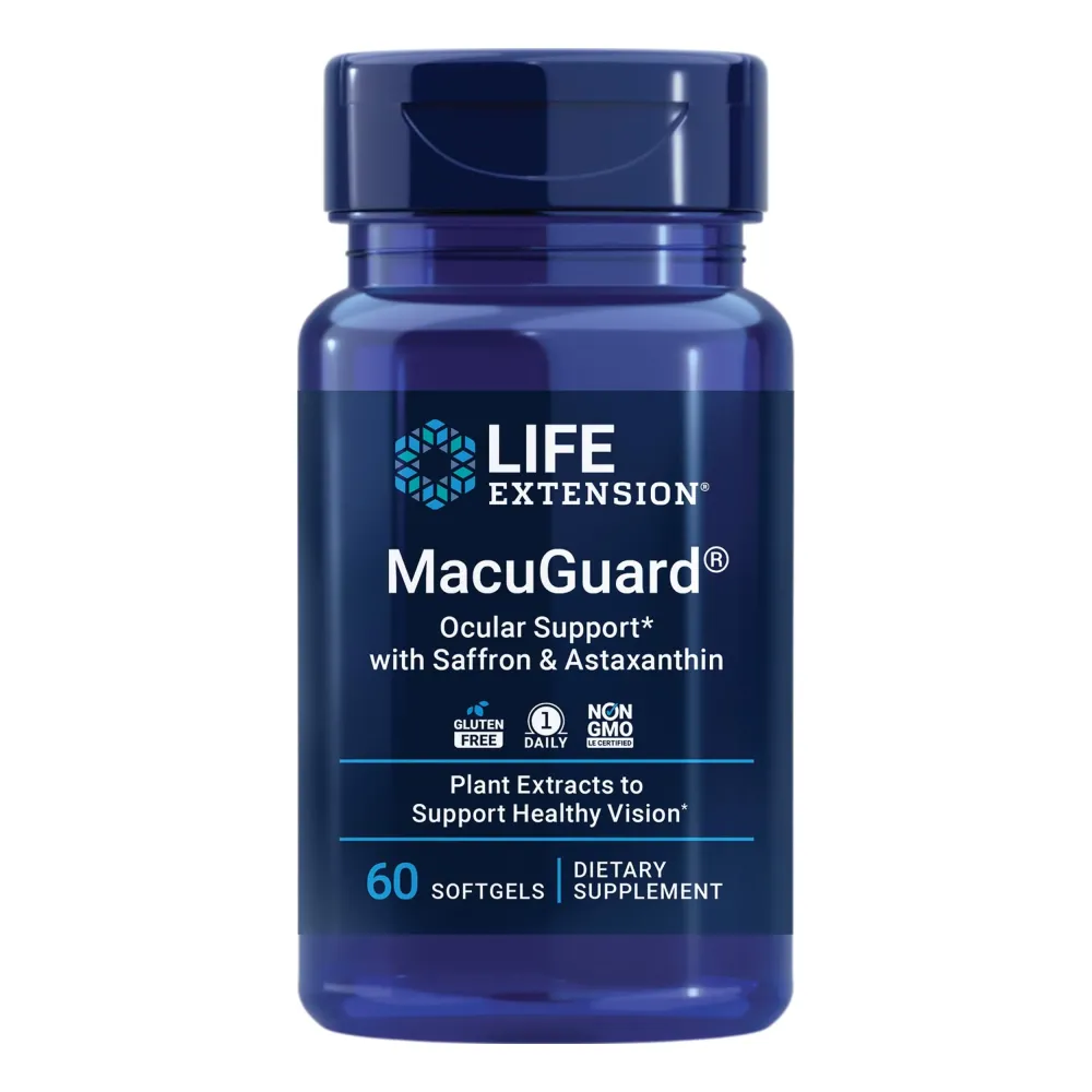 Life Extension MacuGuard Ocular Support with Saffron & Astaxanthin - Eye Health Supplement for Healthy Vision - with lutein, zeaxanthin, meso-zeaxanthin - Gluten-free, Non-GMO - 60 softgels Life Extension MacuGuard Ocular Support with Saffron & Astaxanthin - Eye Health Supplement for Healthy Vision - with lutein, zeaxanthin, meso-zeaxanthin - Gluten-free, Non-GMO - 60 softgels