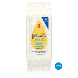 Johnson\'s Head-to-Toe Gentle Baby Cleansing Cloths, Hypoallergenic and Pre-Moistened Baby Bath Wipes, Free of Parabens, Phthalates, Alcohol, Dyes and Soap, 15 ct Johnson\'s Head-to-Toe Gentle Baby Cleansing Cloths, Hypoallergenic and Pre-Moistened Baby Bath Wipes, Free of Parabens, Phthalates, Alcohol, Dyes and Soap, 15 ct
