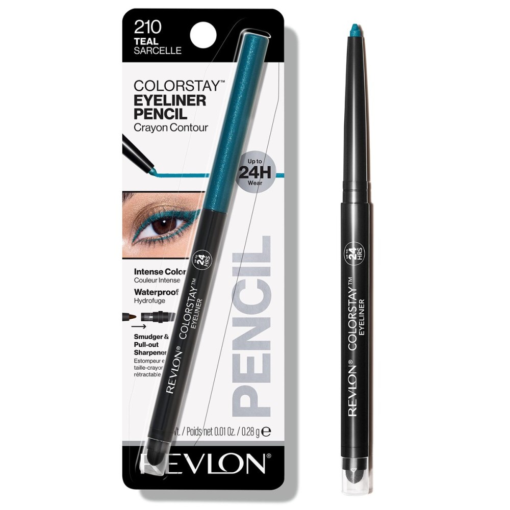 Revlon ColorStay Pencil Waterproof Eyeliner, Smudge-Proof, Eye Makeup with Built-In Sharpener, Packaging May Vary, 210 Teal, 0.01 oz Revlon ColorStay Pencil Waterproof Eyeliner, Smudge-Proof, Eye Makeup with Built-In Sharpener, Packaging May Vary, 210 Teal, 0.01 oz