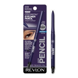 REVLON ColorStay Pencil Waterproof Eyeliner, Smudge-Proof, Eye Makeup with Built-In Sharpener, Packaging May Vary, 209 Black Violet, 0.01 oz