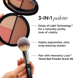 IT Cosmetics Your Most Beautiful You 3-in-1 Makeup Palette - Matte Bronzer - Radiance Luminizer -Brightening Powder Blush - With Peptides & Drops of Light Technology IT Cosmetics Your Most Beautiful You 3-in-1 Makeup Palette - Matte Bronzer - Radiance Luminizer -Brightening Powder Blush - With Peptides & Drops of Light Technology