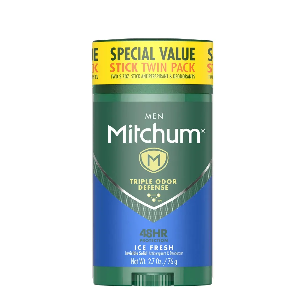 Mitchum Men\'s Deodorant, Antiperspirant Stick, Triple Odor Defense Invisible Solid, 48 Hr Protection, Dermatologist Tested, Ice Fresh, 2.7 Oz (Pack of 2) Mitchum Men\'s Deodorant, Antiperspirant Stick, Triple Odor Defense Invisible Solid, 48 Hr Protection, Dermatologist Tested, Ice Fresh, 2.7 Oz (Pack of 2)