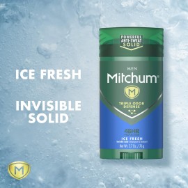 Mitchum Men\'s Deodorant, Antiperspirant Stick, Triple Odor Defense Invisible Solid, 48 Hr Protection, Dermatologist Tested, Ice Fresh, 2.7 Oz (Pack of 2) Mitchum Men\'s Deodorant, Antiperspirant Stick, Triple Odor Defense Invisible Solid, 48 Hr Protection, Dermatologist Tested, Ice Fresh, 2.7 Oz (Pack of 2)