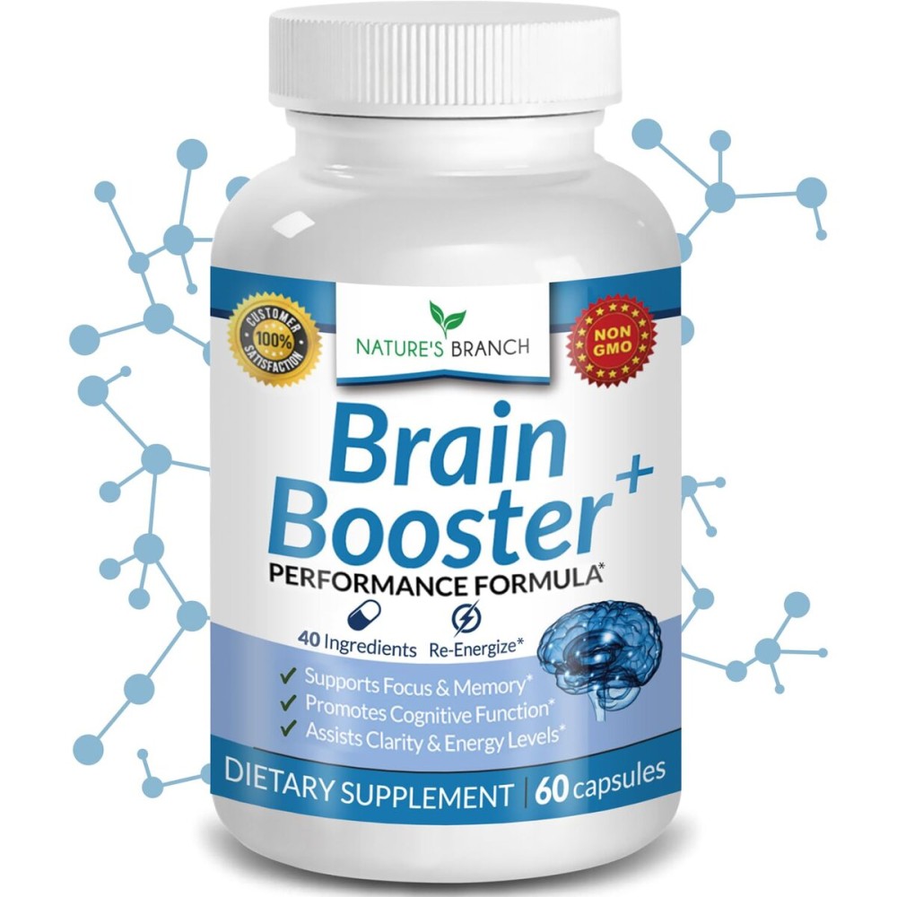 40-in-1 Brain Booster Supplement for Focus, Memory, Clarity, Energy | Advanced Vitamins Plus eBook | for Men & Women, Cognitive Function Nootropic Support with DMAE, Mind Health Formula | 60 Capsules 40-in-1 Brain Booster Supplement for Focus, Memory, Clarity, Energy | Advanced Vitamins Plus eBook | for Men & Women, Cognitive Function Nootropic Support with DMAE, Mind Health Formula | 60 Capsules