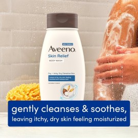 Aveeno Skin Relief Body Wash with a Gentle Coconut Scent & Triple Oat Formula, Daily Cleanser for Sensitive Skin Leaves Itchy, Dry Skin Feeling Soothed & Moisturized, Soap-Free, 18 fl. oz Aveeno Skin Relief Body Wash with a Gentle Coconut Scent & Triple Oat Formula, Daily Cleanser for Sensitive Skin Leaves Itchy, Dry Skin Feeling Soothed & Moisturized, Soap-Free, 18 fl. oz