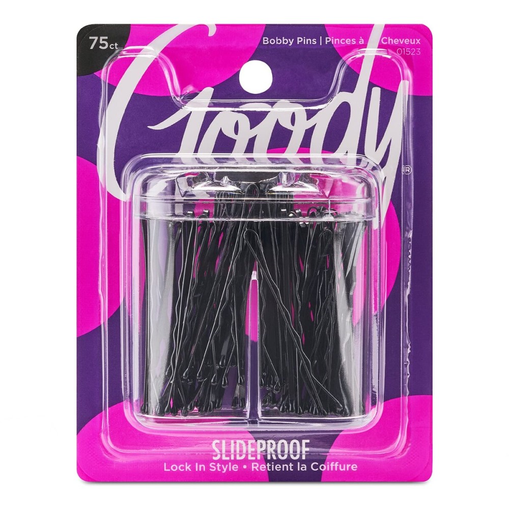 Goody SlideProof Bobby Pin Box with Magnetic Top - 75 Ct, Black Bobby Pins for Hair Styling, Lock In Style, Comfortable, Pain-Free Styling Accessories for Women & Men, All Hair Types Goody SlideProof Bobby Pin Box with Magnetic Top - 75 Ct, Black Bobby Pins for Hair Styling, Lock In Style, Comfortable, Pain-Free Styling Accessories for Women & Men, All Hair Types