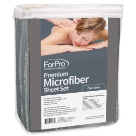 ForPro Professional Collection Premium Microfiber 3-Piece Massage Sheet Set, Cool Grey, Ultra-Light, Stain, and Wrinkle-Resistant, Includes Flat, Fitted Sheet and Massage Face Rest Cover ForPro Professional Collection Premium Microfiber 3-Piece Massage Sheet Set, Cool Grey, Ultra-Light, Stain, and Wrinkle-Resistant, Includes Flat, Fitted Sheet and Massage Face Rest Cover
