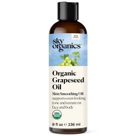 Sky Organics Organic Grapeseed Oil, Skin Smoothing Oil to Support Healthy and Even-Looking Skin Tone and Texture on Face and Body, for All Skin Types, 100% Pure & Cold-Pressed, 8 fl. Oz Sky Organics Organic Grapeseed Oil, Skin Smoothing Oil to Support Healthy and Even-Looking Skin Tone and Texture on Face and Body, for All Skin Types, 100% Pure & Cold-Pressed, 8 fl. Oz