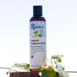 Sky Organics Organic Grapeseed Oil, Skin Smoothing Oil to Support Healthy and Even-Looking Skin Tone and Texture on Face and Body, for All Skin Types, 100% Pure & Cold-Pressed, 8 fl. Oz Sky Organics Organic Grapeseed Oil, Skin Smoothing Oil to Support Healthy and Even-Looking Skin Tone and Texture on Face and Body, for All Skin Types, 100% Pure & Cold-Pressed, 8 fl. Oz