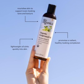 Sky Organics Organic Grapeseed Oil, Skin Smoothing Oil to Support Healthy and Even-Looking Skin Tone and Texture on Face and Body, for All Skin Types, 100% Pure & Cold-Pressed, 8 fl. Oz Sky Organics Organic Grapeseed Oil, Skin Smoothing Oil to Support Healthy and Even-Looking Skin Tone and Texture on Face and Body, for All Skin Types, 100% Pure & Cold-Pressed, 8 fl. Oz