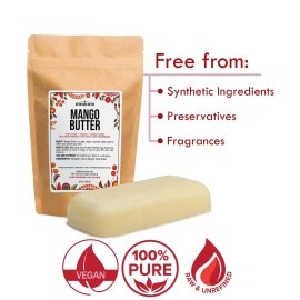 Raw Mango Butter - 100% Natural Skin and Hair Moisturizer - Use with Shea in DIY Whipped Body Butter, Mango Body Lotion, Lip Gloss and Soap Making, 8 oz Block Raw Mango Butter - 100% Natural Skin and Hair Moisturizer - Use with Shea in DIY Whipped Body Butter, Mango Body Lotion, Lip Gloss and Soap Making, 8 oz Block