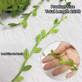 Hecaty 269ft Leaf Ribbon, Baby Shower Decorations Artificial Vines Leaf String Trim Ribbon for Decorative Jungle Plant Green Home Wedding Party Balloon Garland DIY Craft Hecaty 269ft Leaf Ribbon, Baby Shower Decorations Artificial Vines Leaf String Trim Ribbon for Decorative Jungle Plant Green Home Wedding Party Balloon Garland DIY Craft