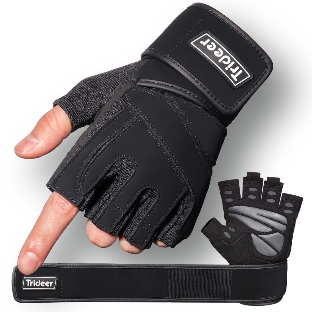 Trideer Workout Gloves for Men, Weight Lifting Gloves with Wrist Wrap Support, Full Palm Protection & Extra Grips for Weightlifting, Exercise, Cross Training, Fitness, Pull-up Trideer Workout Gloves for Men, Weight Lifting Gloves with Wrist Wrap Support, Full Palm Protection & Extra Grips for Weightlifting, Exercise, Cross Training, Fitness, Pull-up