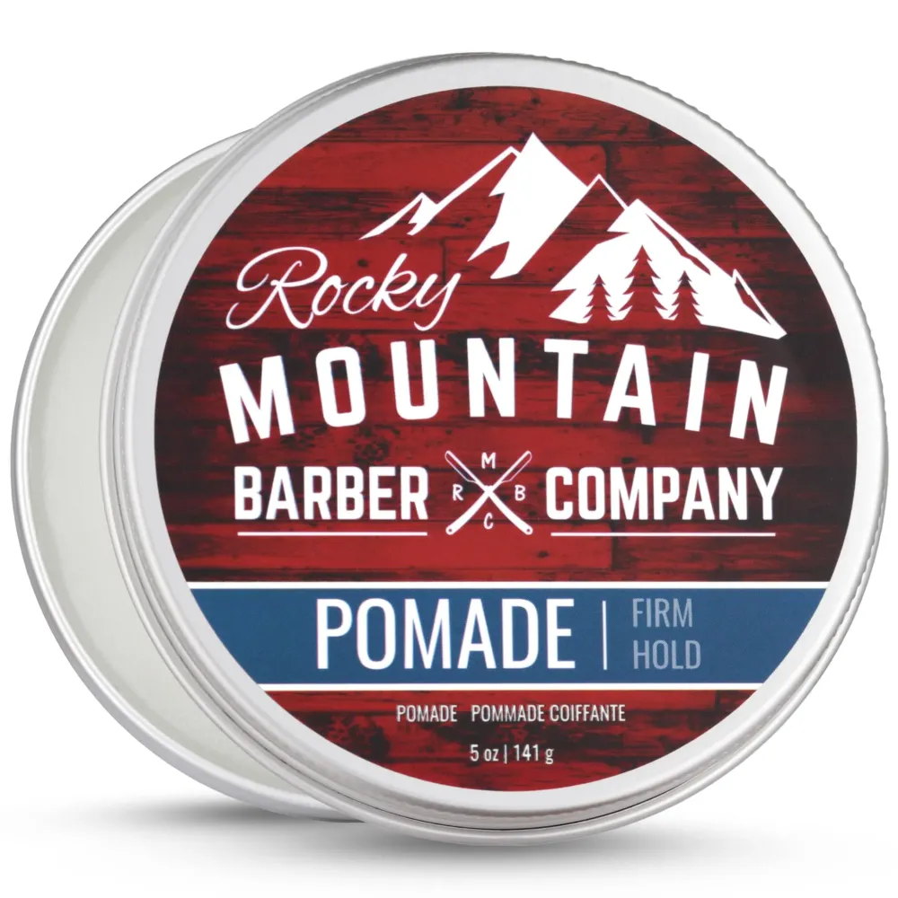 Rocky Mountain Barber Company Pomade for Men - 5 oz Tub Classic Styling Product with Strong Firm Hold for Side Part, Pompadour & Slick Back Looks - High Shine & Easy to Wash Out - Water Based