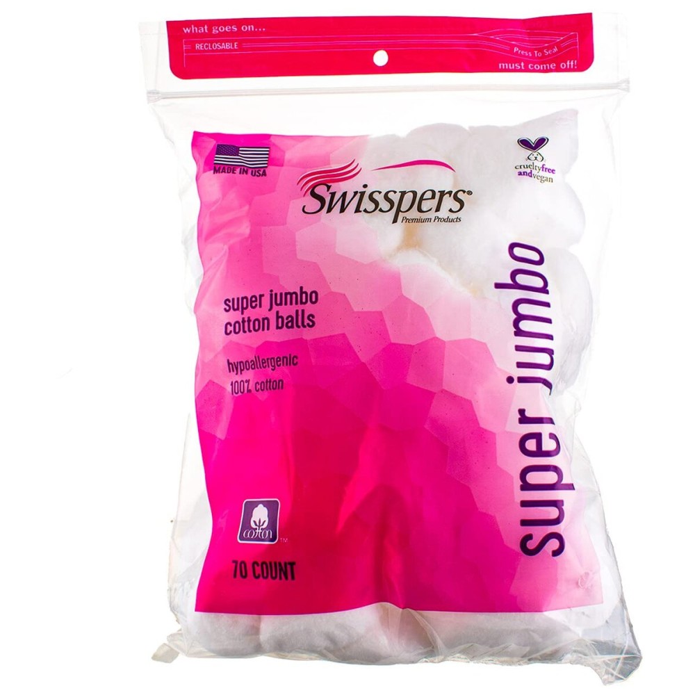 Swisspers Super Jumbo Cotton Balls, 100% Cotton, 70 ea (Pack of 4) Swisspers Super Jumbo Cotton Balls, 100% Cotton, 70 ea (Pack of 4)